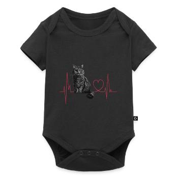 Cats Heartbeat Gift - Baby Premium short-sleeve bodysuit - black - Front