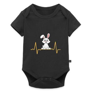 Rabbit Heartbeat Love Eared Bunny - Baby Premium short-sleeve bodysuit - black - Front