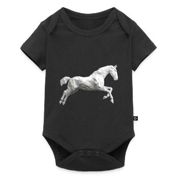 White Horse Low Poly Logo Art Design Mold - Baby Premium short-sleeve bodysuit - black - Front