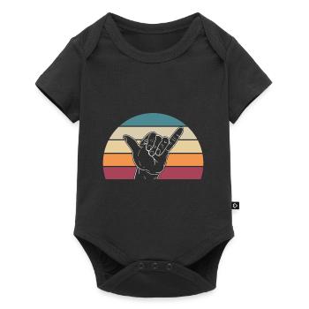 Retro Surfer Hand Shaka Sign Beach Greeting - Baby Premium short-sleeve bodysuit - black - Front