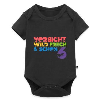 Kinder 6. Geburtstag 6 Jahre Dino Dinosaurier - Baby Premium Kurzarmbody - Schwarz - Vorne
