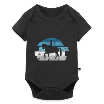 Dressage Cavalier de dressage Cheval d’équitation - Body à manches courtes Premium Bébé - noir - Devant