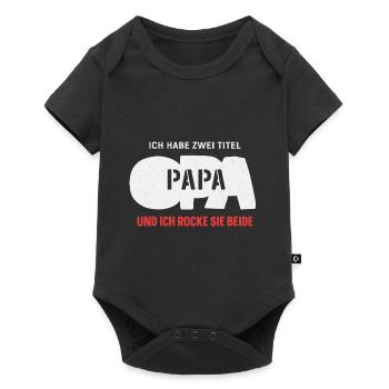 Bester Opa & Papa - Baby Premium Kurzarmbody - Schwarz - Vorne