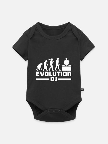 Evolution of man DJ Techno Vinyl Retro Vintage - Baby Premium Kurzarmbody - Schwarz