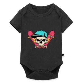 Skater Skateboard crâne avec conception de casquette - Body à manches courtes Premium Bébé - noir - Devant