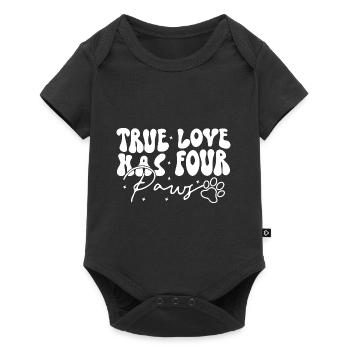 chien véritable amour a quatre pattes propriétaire de chien wau - Body à manches courtes Premium Bébé - noir - Devant