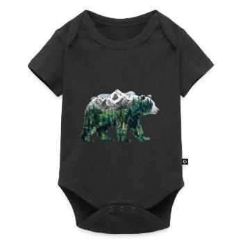 Wald Bär Natur Wildlife Kunst Berg Tier - Baby Premium Kurzarmbody - Schwarz - Vorne