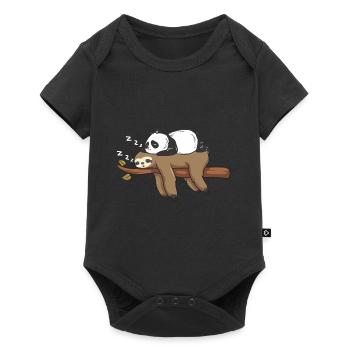 Panda Sloth Birthday Christmas Friends Idea - Baby Premium short-sleeve bodysuit - black - Front