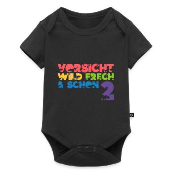 Kinder 2. Geburtstag 2 Jahre Dino Dinosaurier - Baby Premium Kurzarmbody - Schwarz - Vorne