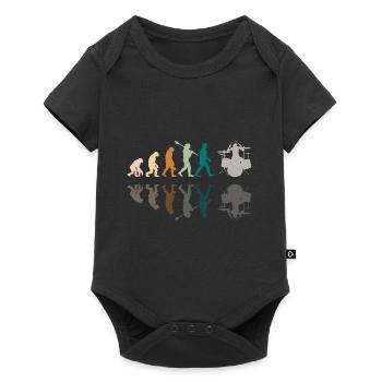 Evolution of man Drums Band Retro Vintage Drummer - Baby Premium short-sleeve bodysuit - black - Front
