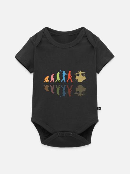Evolution of man Drums Band Retro Vintage Drummer - Baby Premium Kurzarmbody - Schwarz