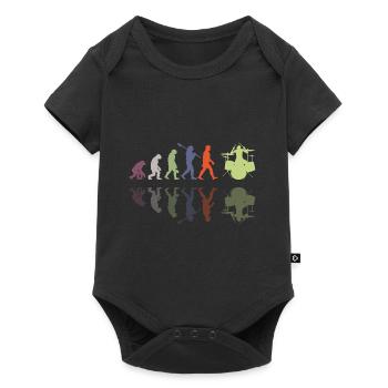 Evolution of man Drums Band Retro Vintage Drummer - Baby Premium short-sleeve bodysuit - black - Front