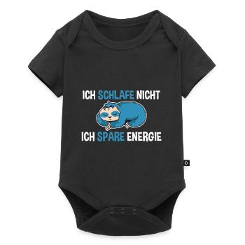 Ich Schlafe Nicht Ich Spare Energie Faultier - Baby Premium Kurzarmbody - Schwarz - Vorne
