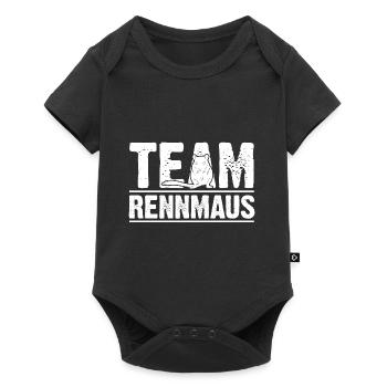 Maus Mäuse Rennmaus - Baby Premium Kurzarmbody - Schwarz - Vorne