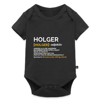 Holger - Baby Premium Kurzarmbody - Schwarz - Vorne