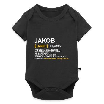 Jakob - Baby Premium Kurzarmbody - Schwarz - Vorne
