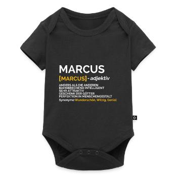 Marcus - Baby Premium Kurzarmbody - Schwarz - Vorne