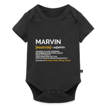 Marvin - Baby Premium Kurzarmbody - Schwarz - Vorne