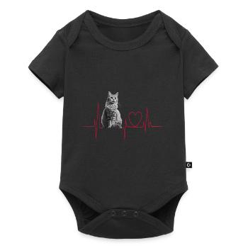 Chat Heartbeat Cadeau - Body à manches courtes Premium Bébé - noir - Devant