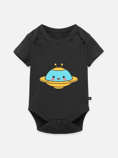 fliegende Untertasse - Baby Premium Kurzarmbody - Schwarz