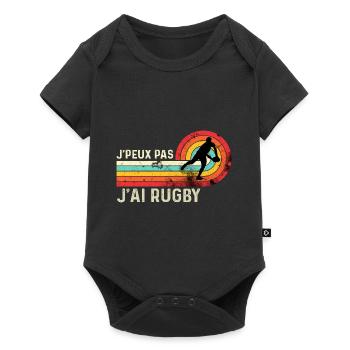 j'peux pas j'ai rugby cadeau anniversaire humour - Body à manches courtes Premium Bébé - noir - Devant