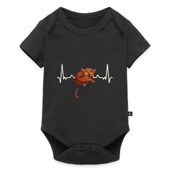 Niedliche Tarsier-Affenfamilie - Baby Premium Kurzarmbody - Schwarz - Vorne