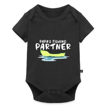 Papa's Fishing Partner Dads Retirement Plan Lake L - Baby Premium Kurzarmbody - Schwarz - Vorne