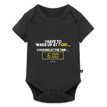 Wake up at 7.00 am. 60min sleep left - Baby Premium short-sleeve bodysuit - black - Front