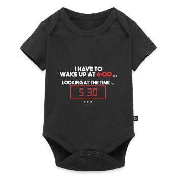 Wake up at 6.00 am. 30min sleep left - Baby Premium short-sleeve bodysuit - black - Front