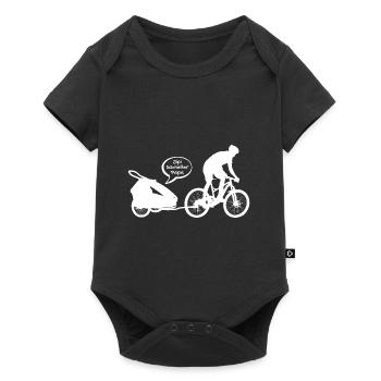 MTB Dad with bike trailer Father's Day - Baby Premium short-sleeve bodysuit - black - Front