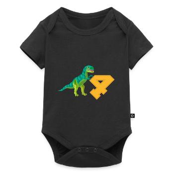 4th Birthday Boys Kids Tyrannosaurus Rex Dino - Baby Premium short-sleeve bodysuit - black - Front