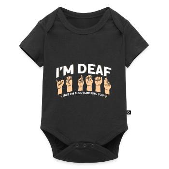 Hearing aid Sign language Deaf people - Baby Premium short-sleeve bodysuit - black - Front