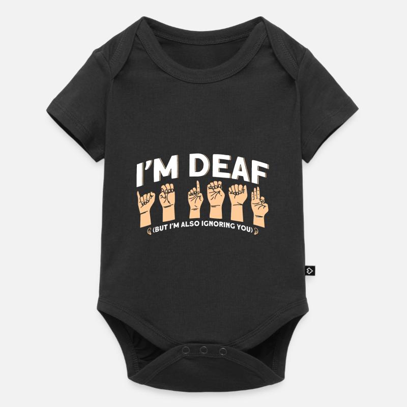 Hörgerät Gebärdensprache Gehörlose - Baby Premium Kurzarmbody - Schwarz
