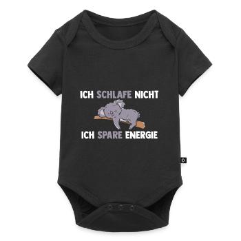 Ich Schlafe Nicht Ich Spare Energie Koala - Baby Premium Kurzarmbody - Schwarz - Vorne