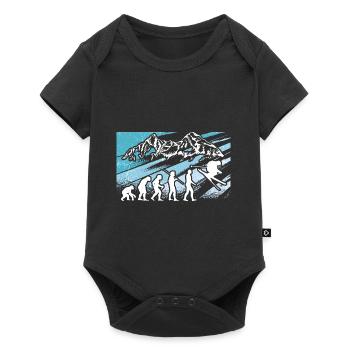 Skiing Evolution Vintag Winter Sport Ski - Baby Premium Kurzarmbody - Schwarz - Vorne