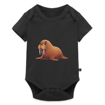 Niedliches Walross für Kinder für Kinder - Baby Premium Kurzarmbody - Schwarz - Vorne