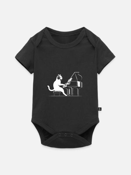 Piano Virtuoso Kitty - Chat au piano - Body à manches courtes Premium Bébé - noir
