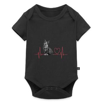 Cats Heartbeat Gift - Baby Premium short-sleeve bodysuit - black - Front