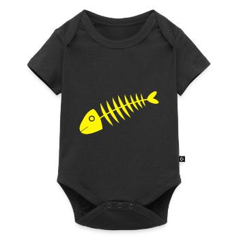 gelber Fisch Comic Fische - Baby Premium Kurzarmbody - Schwarz - Vorne