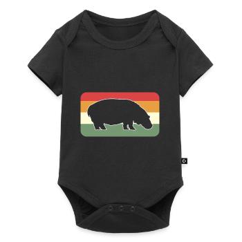 Hippo Retro Animal Keeper Gift - Baby Premium short-sleeve bodysuit - black - Front