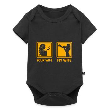 Boxende Ehefrau Frau - Baby Premium Kurzarmbody - Schwarz - Vorne