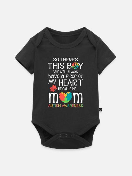 This boy piece of my heart - Autism Awareness - Body à manches courtes Premium Bébé - noir