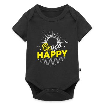 Beach Happy - sun ocean wave lovers - Body à manches courtes Premium Bébé - noir - Devant