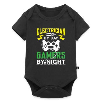 Electrician by Day Gamers by Night - arcade player - Baby Premium Kurzarmbody - Schwarz - Vorne