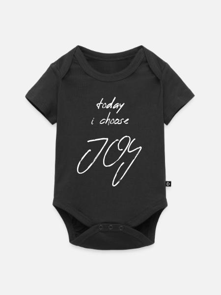 aujourd'hui je choisis JOY texte monochrome à la main en lettres - Body à manches courtes Premium Bébé - noir