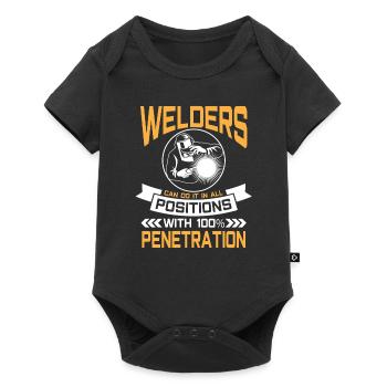 Welders do it in all positions 100% Penetration - Baby Premium Kurzarmbody - Schwarz - Vorne
