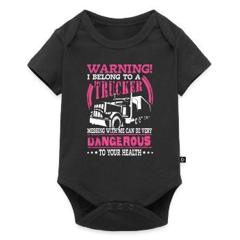 Warning I belong to a trucker - road rage - Baby Premium short-sleeve bodysuit - black - Front