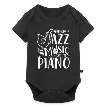 Happiness is Jazz Music and my Piano - Baby Premium short-sleeve bodysuit - black - Front