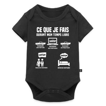 Ce Que Je Fais Pendant Mon Temps Libre Voiture - Body à manches courtes Premium Bébé - noir - Devant