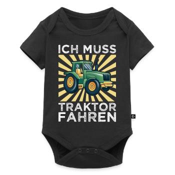 Kinder Traktor vintage - Baby Premium Kurzarmbody - Schwarz - Vorne